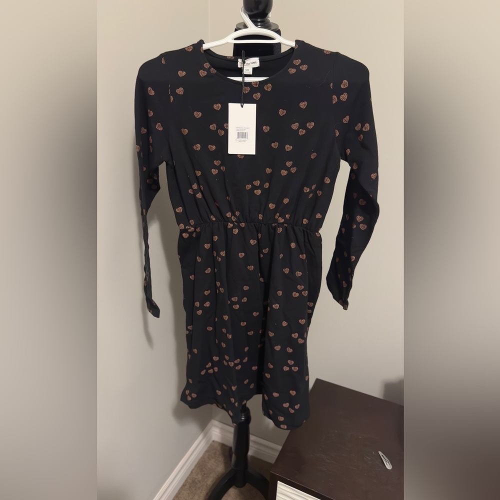 Miles the Label Black Top with Heart Print